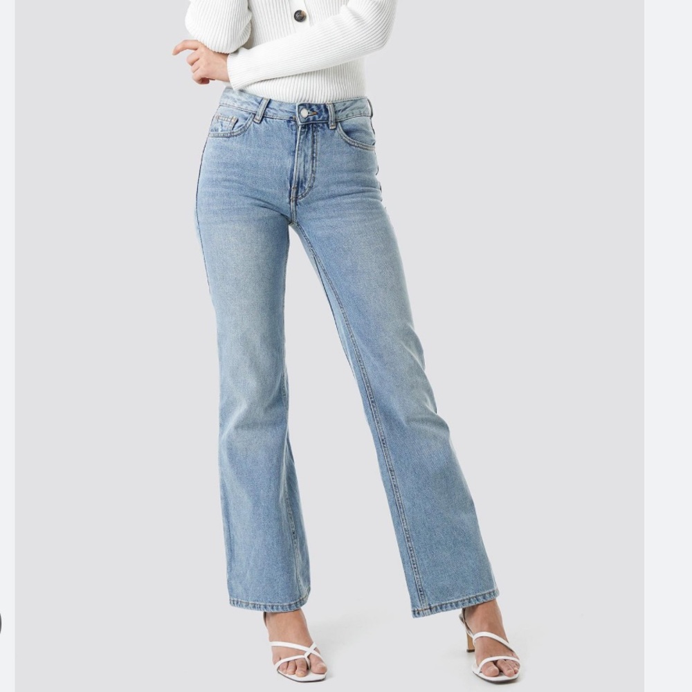 Mango Light Blue Straight Leg Jeans